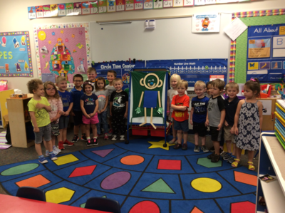 Students in Mrs. Byrd's 4 year old preschool class built Mat Man together.