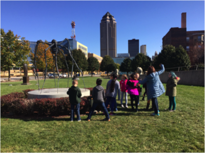 4th grade enjoying their field trip to the sculpture park.