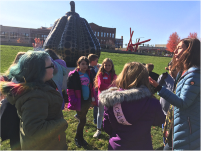 4th grade enjoying their field trip to the sculpture park.