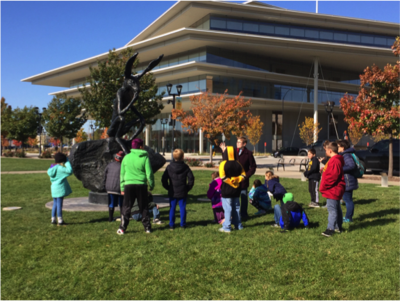 4th grade enjoying their field trip to the sculpture park.